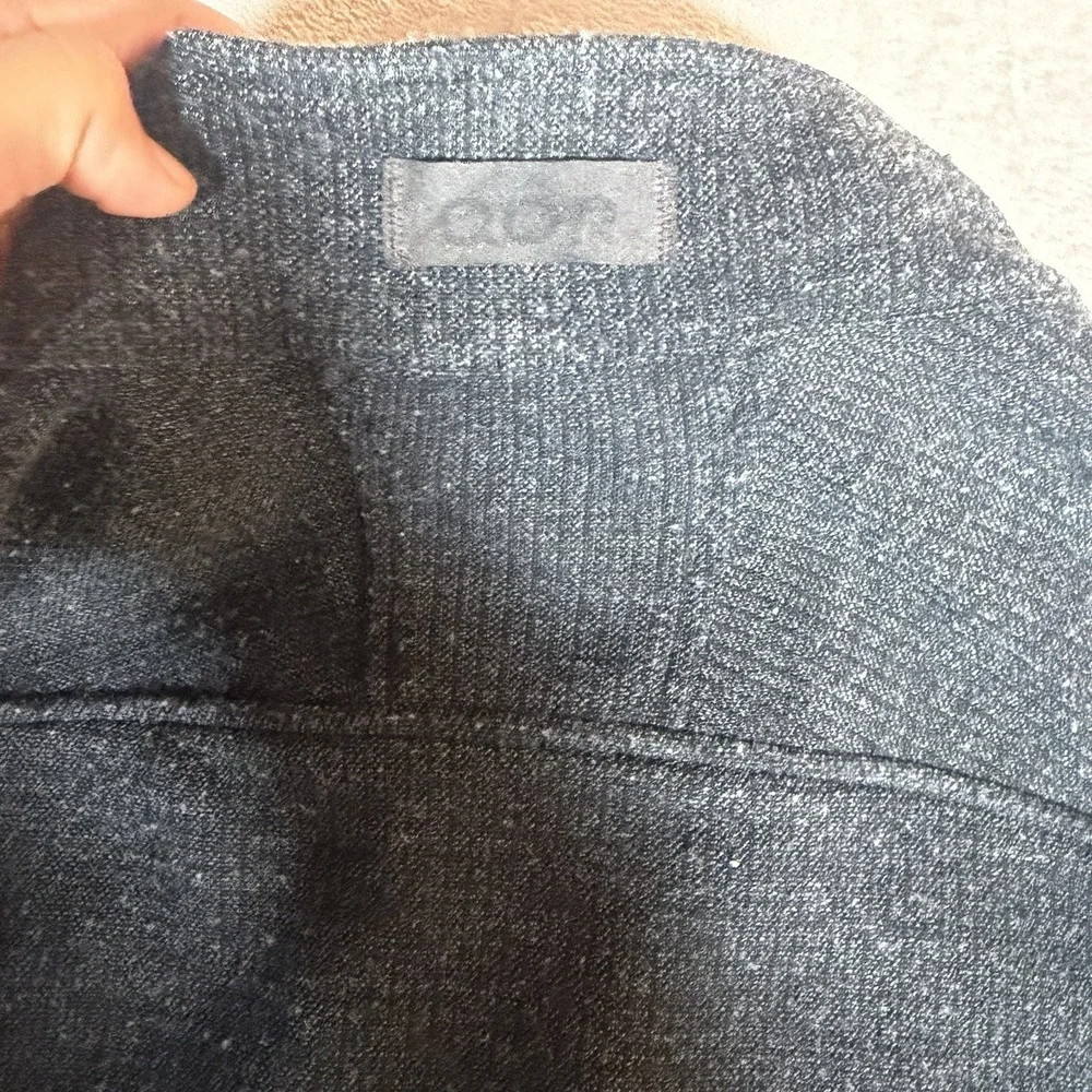 QOR Mens Merino Wool Blend Full Zip Knit Sweater Jacket Gray Size Medium
